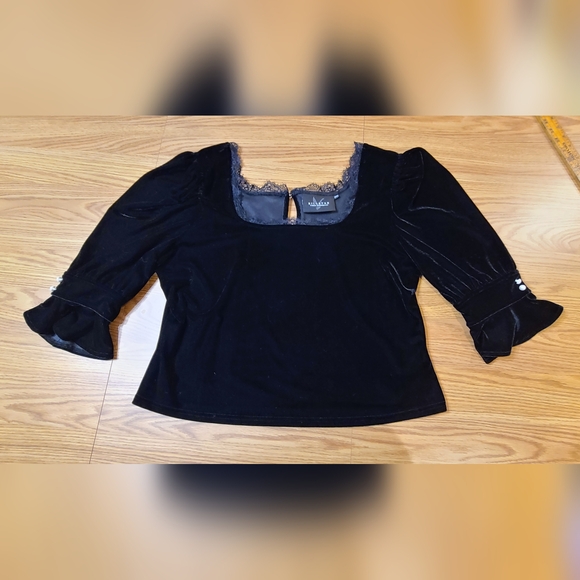 Killstar Dottie Dottie Velvet Top with Lace Trim - Picture 9 of 16